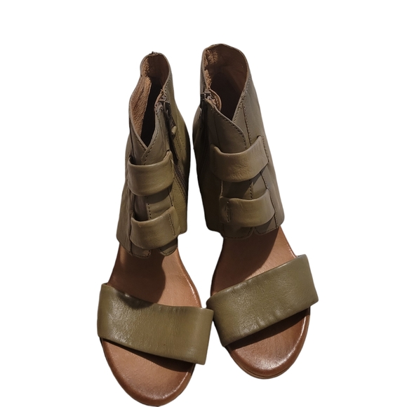 Miz Mooz Leather Heeled Sandals Brennan Midnight Shoes Sz 41 US 9.5-10 Green - Picture 7 of 8